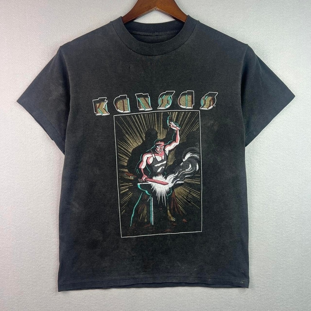Vintage Kansas Power Tour 1987 Black Tee Shirt